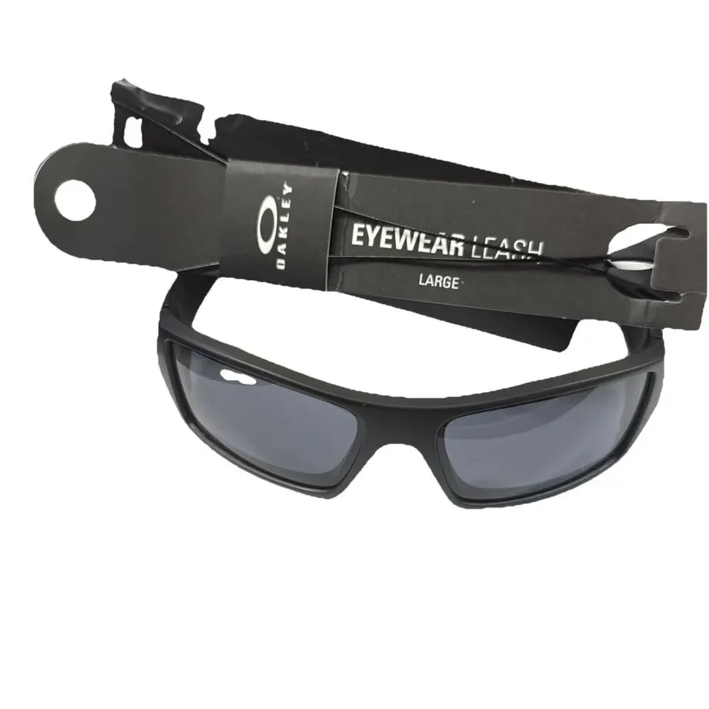 Oakley Men's Gascan Rectangular Sunglasses - Matte Black/ Grey + Eyewear Leash